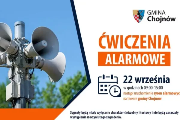 Ćwiczenia syren alarmowych w Gminie Chojnów – 22 września 2026