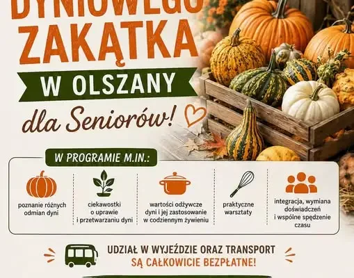 Seniorzy z Krotoszyc i Warmątowic pojadą do Dyniowego Zakątka w Olszanach