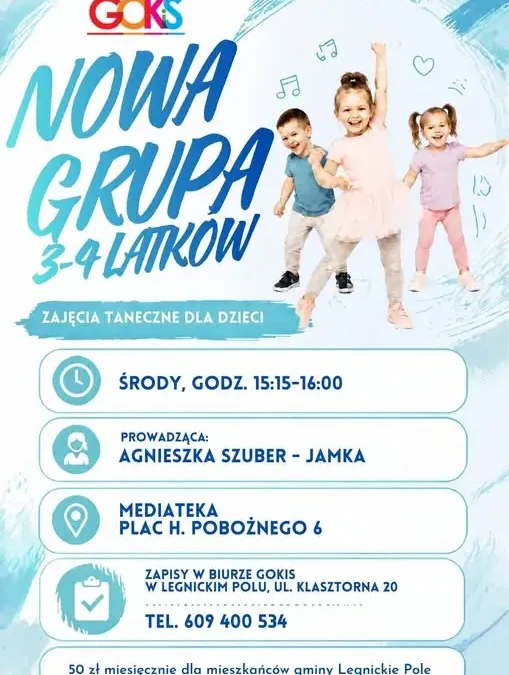 Nowa grupa taneczna dla dzieci 3–4 lata w Legnickim Polu