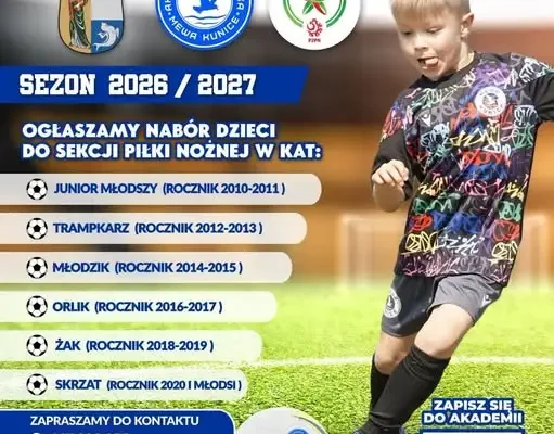 Akademia Mewa ogłasza nabór dzieci do sekcji piłki nożnej na sezon 2026/2027