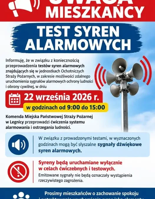 Legnica i Prochowice: we wtorek test syren alarmowych. Nie panikujcie!