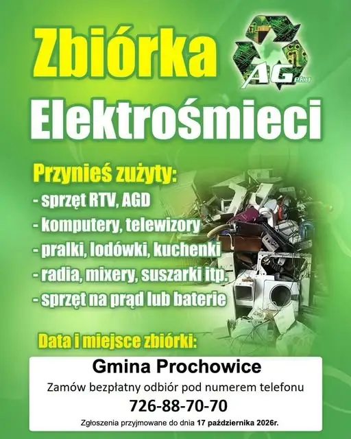 Gmina Prochowice organizuje zbiórkę elektrośmieci – bezpłatny odbiór do 17 października