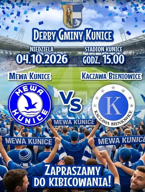 Derby Gminy Kunice: Mewa Kunice zmierzy się z Kaczawą Bieniowice