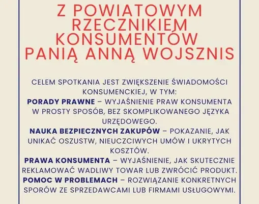 Prochowice: spotkanie z Powiatowym Rzecznikiem Konsumenta już 8 października