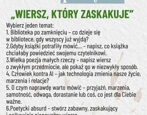 Konkurs poetycki „Wiersz, który zaskakuje” – biblioteka szkolna zaprasza do udziału