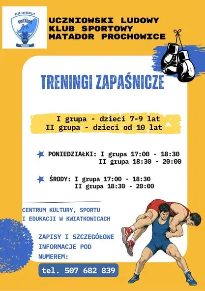 Zapasy w Kwiatkowicach – Uczniowski Ludowy Klub Sportowy MATADOR PROCHOWICE zaprasza na treningi