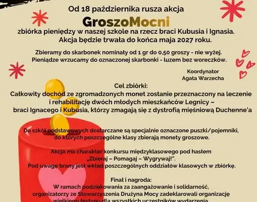 Legnica: szkoła rusza z akcją „GroszoMocni” dla braci Kuby i Ignasia
