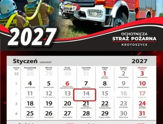 Kalendarz OSP Krotoszyce 2027 – wsparcie dla strażaków i lokalnych firm