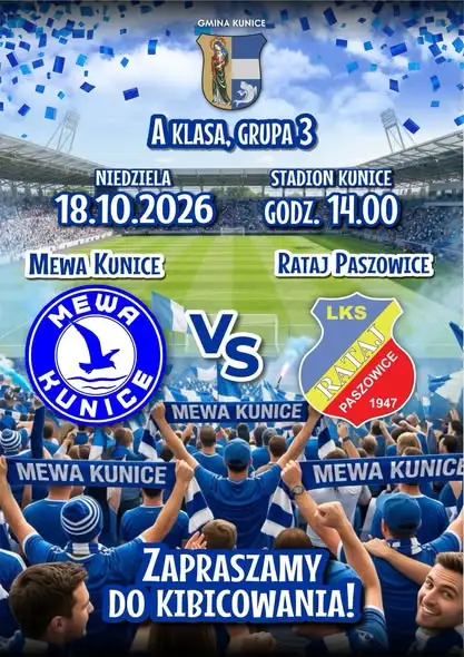 Mecz 10. kolejki A klasy: Kunice podejmą LKS Rataj Paszowice