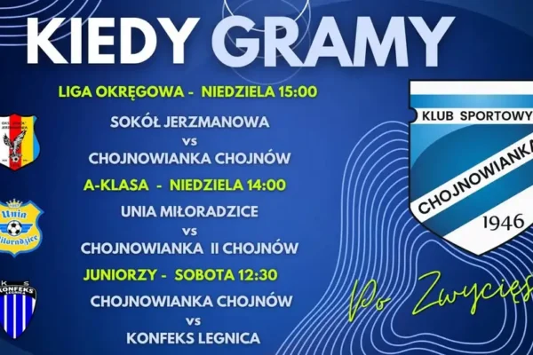 Piłkarski weekend w Chojnowiance: Juniorzy u siebie, seniorzy na wyjazdach
