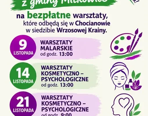 Bezpłatne warsztaty dla seniorów z Gminy Miłkowice – malarstwo, kosmetyka i psychologia